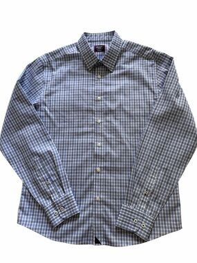 UNTUCKit Durif WF Blue Check Wrinkle Free Button Up Shirt Men’s Medium Cotton